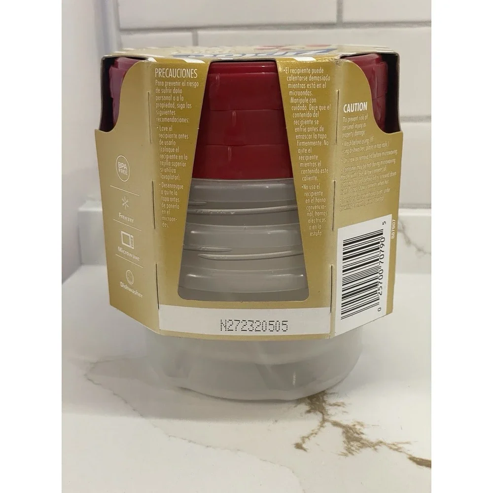 Ziploc Twist n Loc Small Round Containers 3 Pack Holiday Red Lid 1‎ Pint New